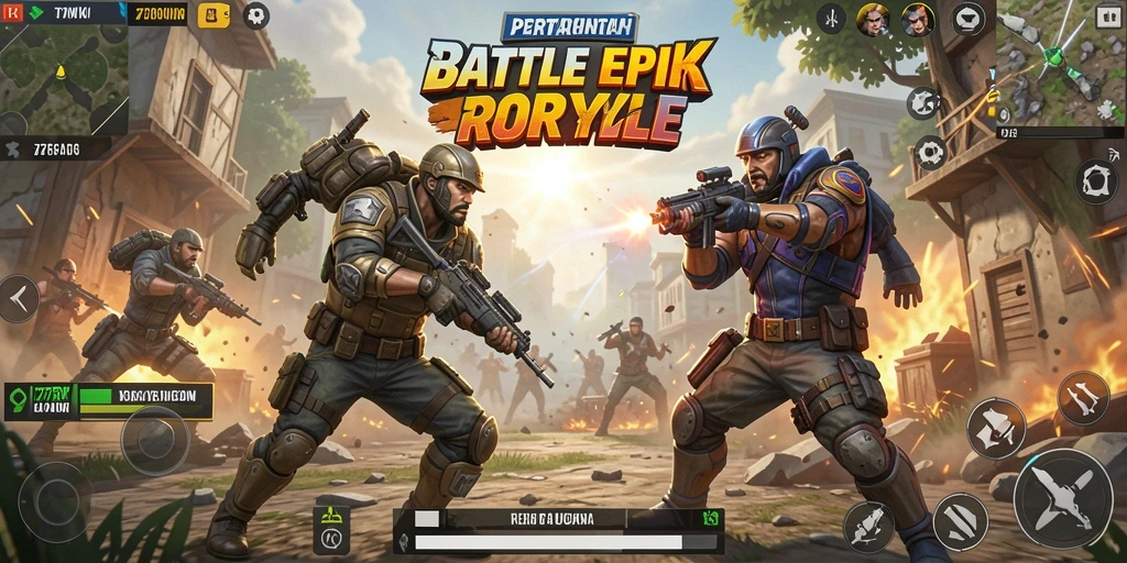 Screenshot gameplay 77RP dengan aksi pertempuran seru.