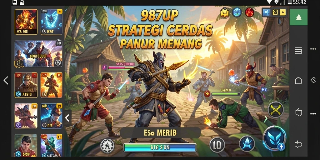 Tampilan gameplay strategi yang menegangkan dalam 987UP.