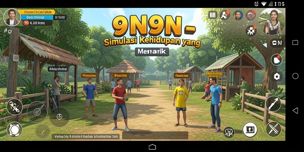 Screenshot gameplay 9N9N menunjukkan interaksi karakter yang dinamis dan lingkungan yang kaya.