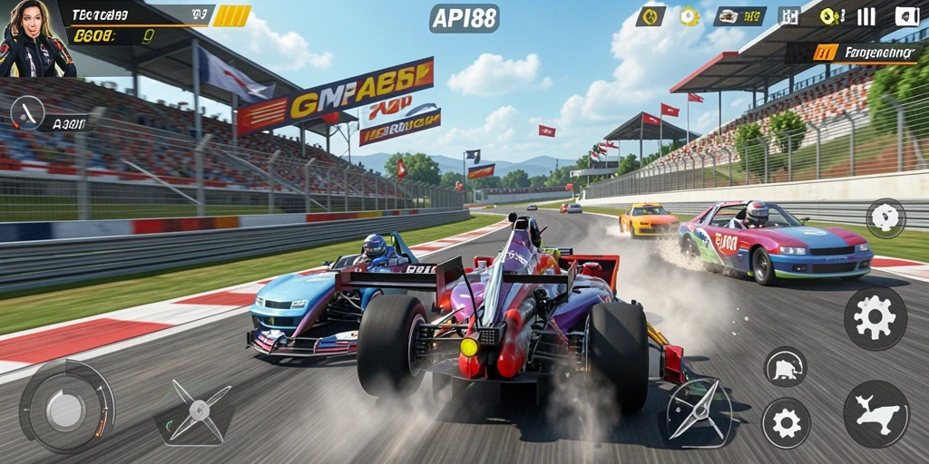 Gameplay seru di lintasan balap dengan mobil tercepat.