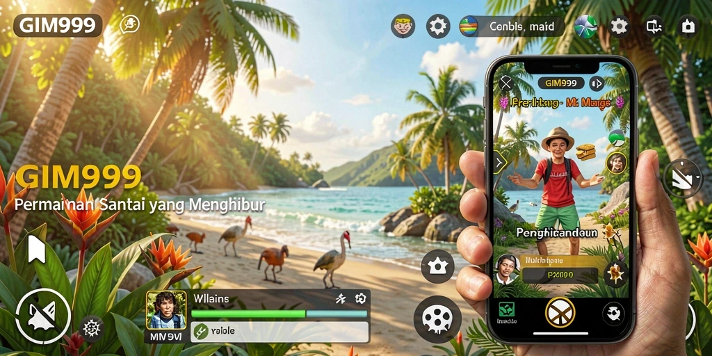 Screenshot gameplay GIM999 yang penuh warna dan menarik.