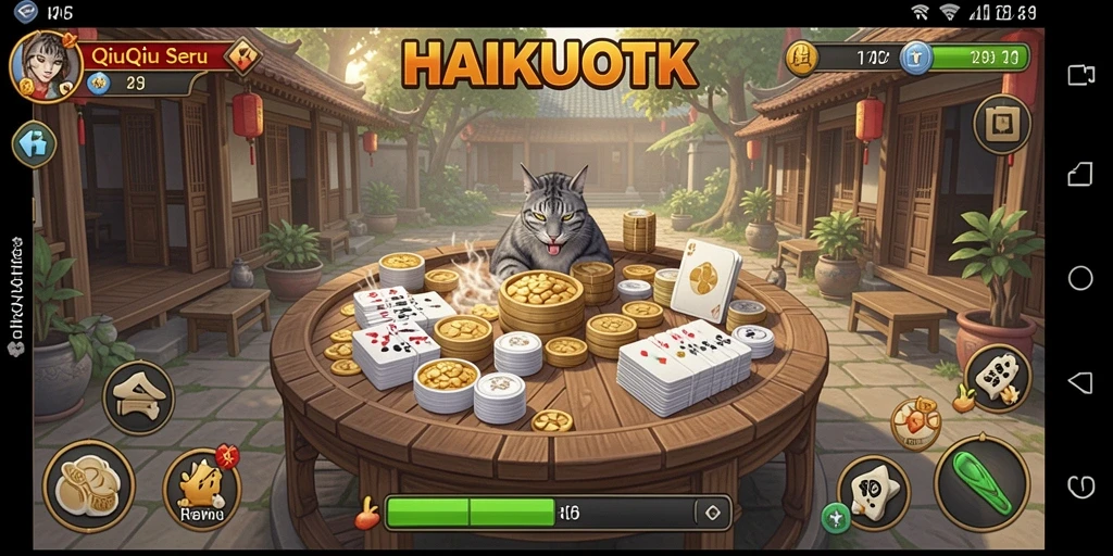 Screenshot gameplay HAIKUOTK menampilkan aksi QiuQiu yang seru.