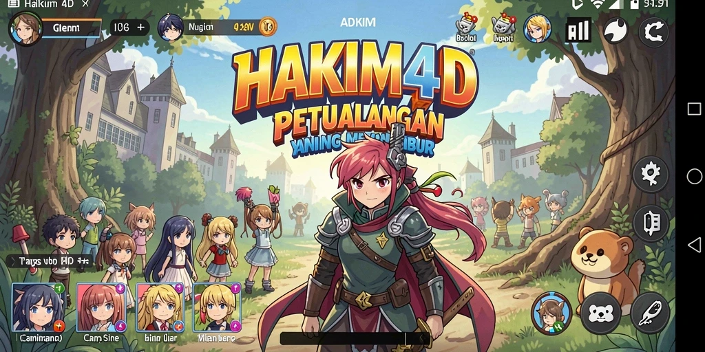 Tampilan gameplay HAKIM4D yang menarik dan penuh warna dengan karakter anime.