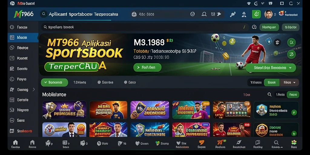 Screenshot menunjukkan tampilan antarmuka Sportsbook MT966 yang menarik.