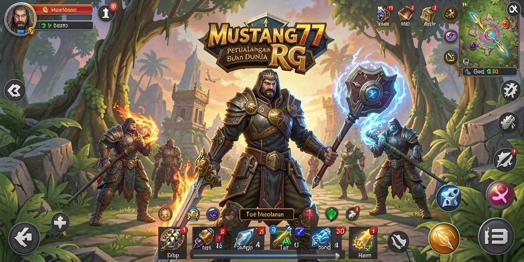 Screenshot gameplay MUSTANG77 menampilkan aksi pertempuran seru.