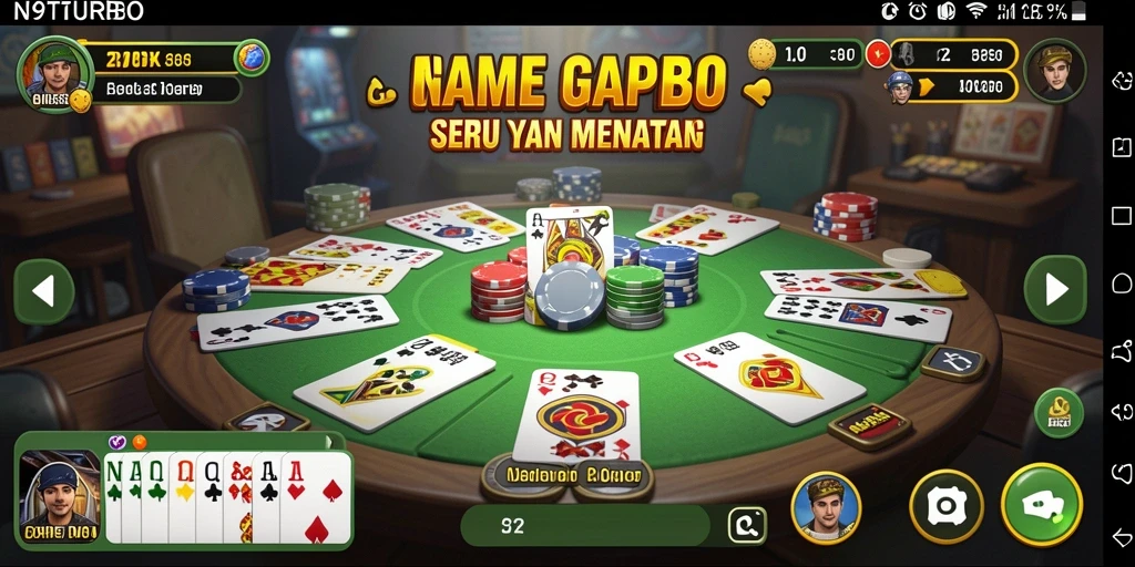 Tampilan gameplay seru N9TURBO saat bermain Gaple.