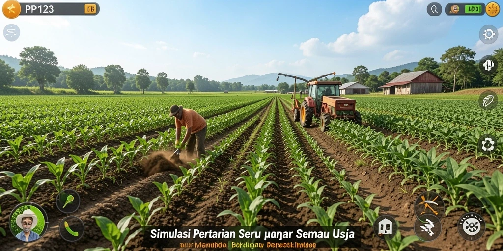 Tampilan menarik gameplay bertani di PP123 dengan berbagai aktivitas pertanian.