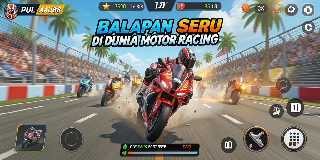 Tangkapan layar menunjukkan aksi balapan seru di <strong>PULAU88</strong>.