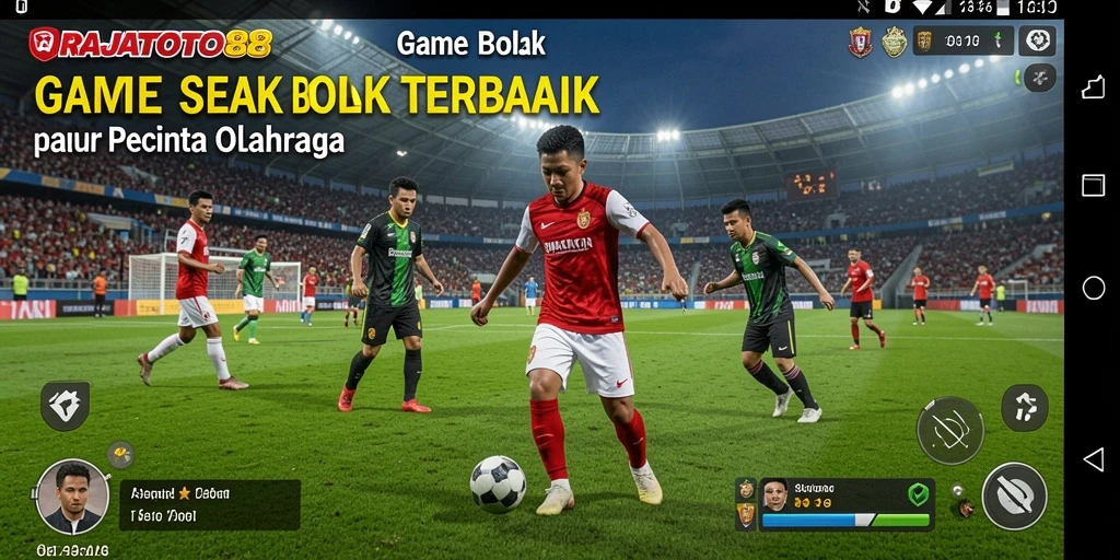 Tampilan gameplay seru dari RAJATOTO88 dengan aksi sepak bola cepat.