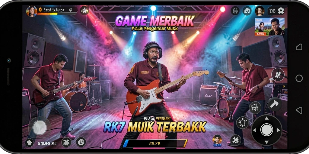 Screenshot RK77 menampilkan gameplay musik yang seru dan interaktif.
