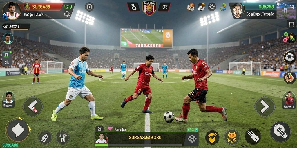 Gameplay seru SURGA88 di lapangan sepak bola.